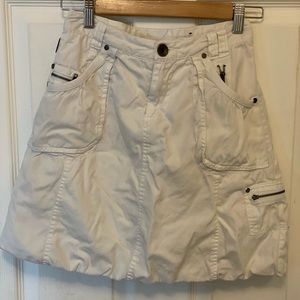 Patrick Robinson white cargo mini skirt.